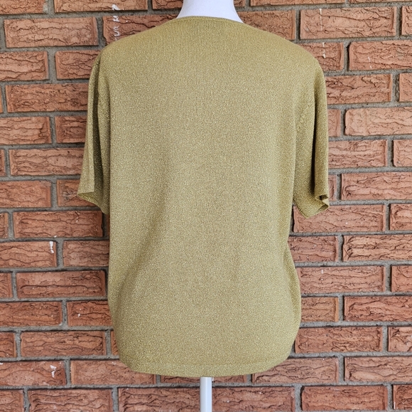 JOAN LESLIE Petite Knitted Gold vintage T-shirt Size M - Picture 4 of 8